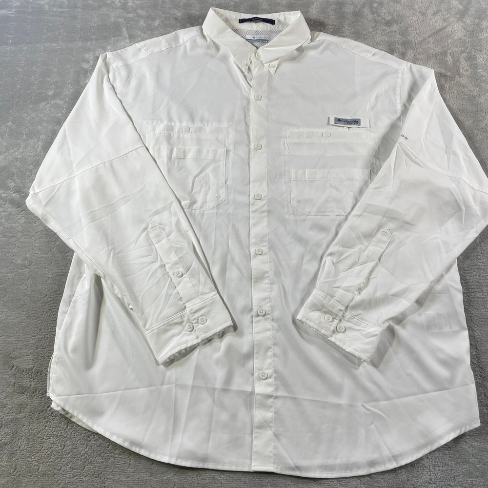 Columbia Tamiami Shirt Mens XXL White Long Sleeve Fishing Vented Light‎ Outdoor